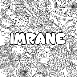 Coloriage pr&eacute;nom IMRANE - d&eacute;cor Mandala fruits