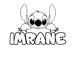 Coloriage prénom IMRANE - décor Stitch