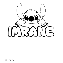 Coloriage pr&eacute;nom IMRANE - d&eacute;cor Stitch