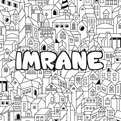 Coloriage prénom IMRANE - décor Ville