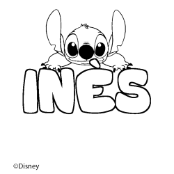 Coloriage pr&eacute;nom IN&Egrave;S - d&eacute;cor Stitch