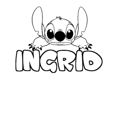 Coloriage prénom INGRID - décor Stitch