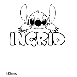 Coloriage pr&eacute;nom INGRID - d&eacute;cor Stitch