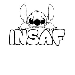 Coloriage prénom INSAF - décor Stitch