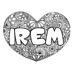 Coloriage prénom IREM - décor Mandala coeur