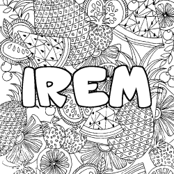 Coloriage prénom IREM - décor Mandala fruits