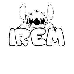 Coloriage prénom IREM - décor Stitch