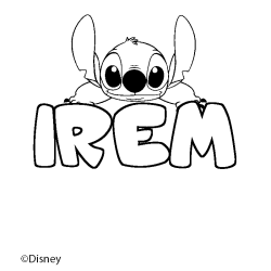 Coloriage pr&eacute;nom IREM - d&eacute;cor Stitch