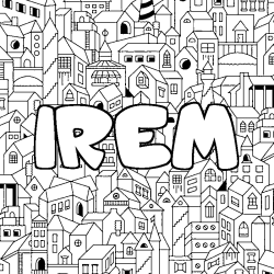 Coloriage prénom IREM - décor Ville