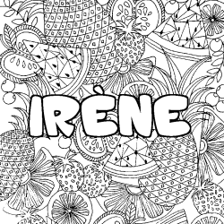 Coloriage pr&eacute;nom IR&Egrave;NE - d&eacute;cor Mandala fruits
