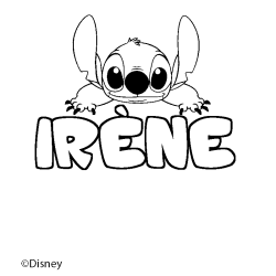 Coloriage pr&eacute;nom IR&Egrave;NE - d&eacute;cor Stitch