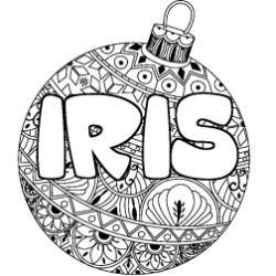 Coloriage prénom IRIS - décor Boule de Noël
