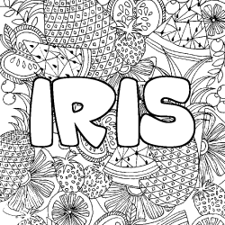 Coloriage pr&eacute;nom IRIS - d&eacute;cor Mandala fruits