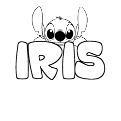 Coloriage prénom IRIS - décor Stitch