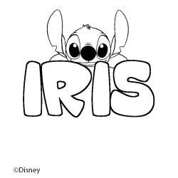 Coloriage pr&eacute;nom IRIS - d&eacute;cor Stitch