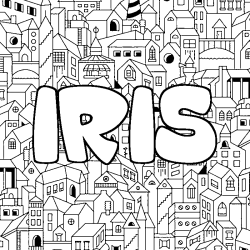 Coloriage prénom IRIS - décor Ville