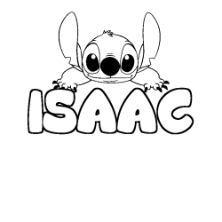 Coloriage prénom ISAAC - décor Stitch