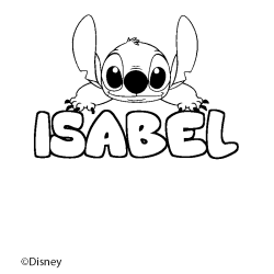 Coloriage pr&eacute;nom ISABEL - d&eacute;cor Stitch
