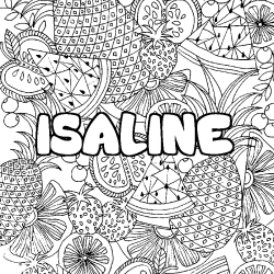 Coloriage pr&eacute;nom ISALINE - d&eacute;cor Mandala fruits