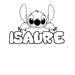 Coloriage prénom ISAURE - décor Stitch