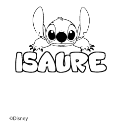 Coloriage pr&eacute;nom ISAURE - d&eacute;cor Stitch