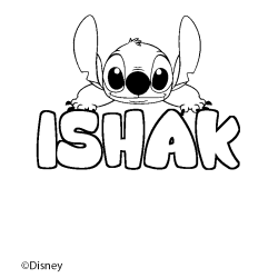 Coloriage pr&eacute;nom ISHAK - d&eacute;cor Stitch