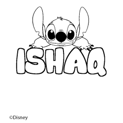 Coloriage pr&eacute;nom ISHAQ - d&eacute;cor Stitch