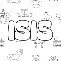Coloriage prénom ISIS - décor Jouets