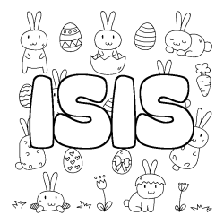 Coloriage prénom ISIS - décor Paques