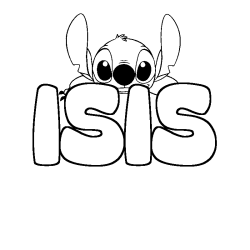 Coloriage prénom ISIS - décor Stitch