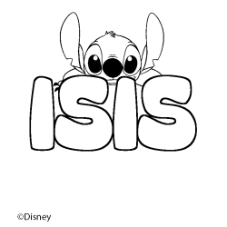 Coloriage pr&eacute;nom ISIS - d&eacute;cor Stitch