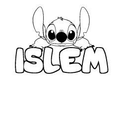 Coloriage prénom ISLEM - décor Stitch