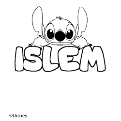 Coloriage pr&eacute;nom ISLEM - d&eacute;cor Stitch
