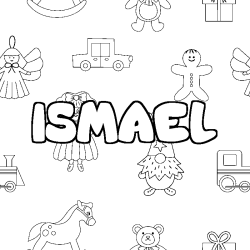 Coloriage prénom ISMAEL - décor Jouets