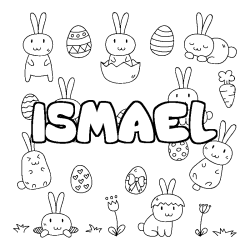 Coloriage prénom ISMAEL - décor Paques