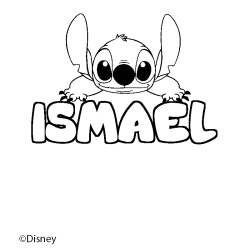 Coloriage pr&eacute;nom ISMAEL - d&eacute;cor Stitch