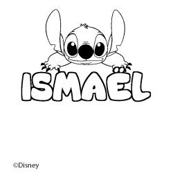 Coloriage pr&eacute;nom ISMA&Euml;L - d&eacute;cor Stitch