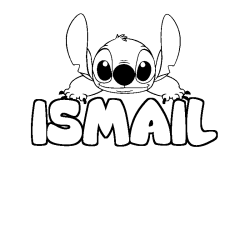 Coloriage prénom ISMAIL - décor Stitch