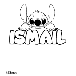 Coloriage pr&eacute;nom ISMAIL - d&eacute;cor Stitch