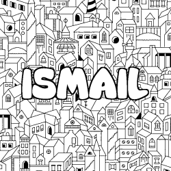 Coloriage prénom ISMAIL - décor Ville