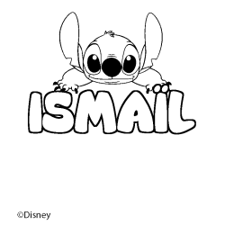 Coloriage pr&eacute;nom ISMA&Iuml;L - d&eacute;cor Stitch