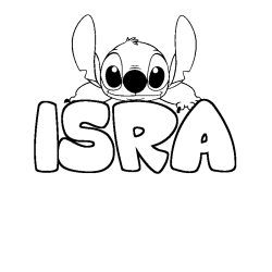 Coloriage prénom ISRA - décor Stitch
