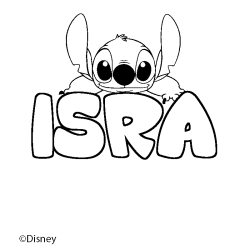 Coloriage pr&eacute;nom ISRA - d&eacute;cor Stitch