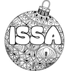 Coloriage prénom ISSA - décor Boule de Noël