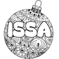 Coloriage pr&eacute;nom ISSA - d&eacute;cor Boule de No&euml;l