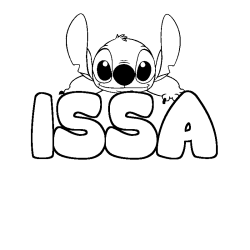 Coloriage prénom ISSA - décor Stitch