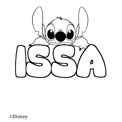 Coloriage pr&eacute;nom ISSA - d&eacute;cor Stitch