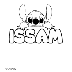 Coloriage pr&eacute;nom ISSAM - d&eacute;cor Stitch