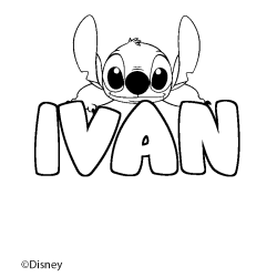 Coloriage pr&eacute;nom IVAN - d&eacute;cor Stitch
