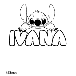 Coloriage pr&eacute;nom IVANA - d&eacute;cor Stitch